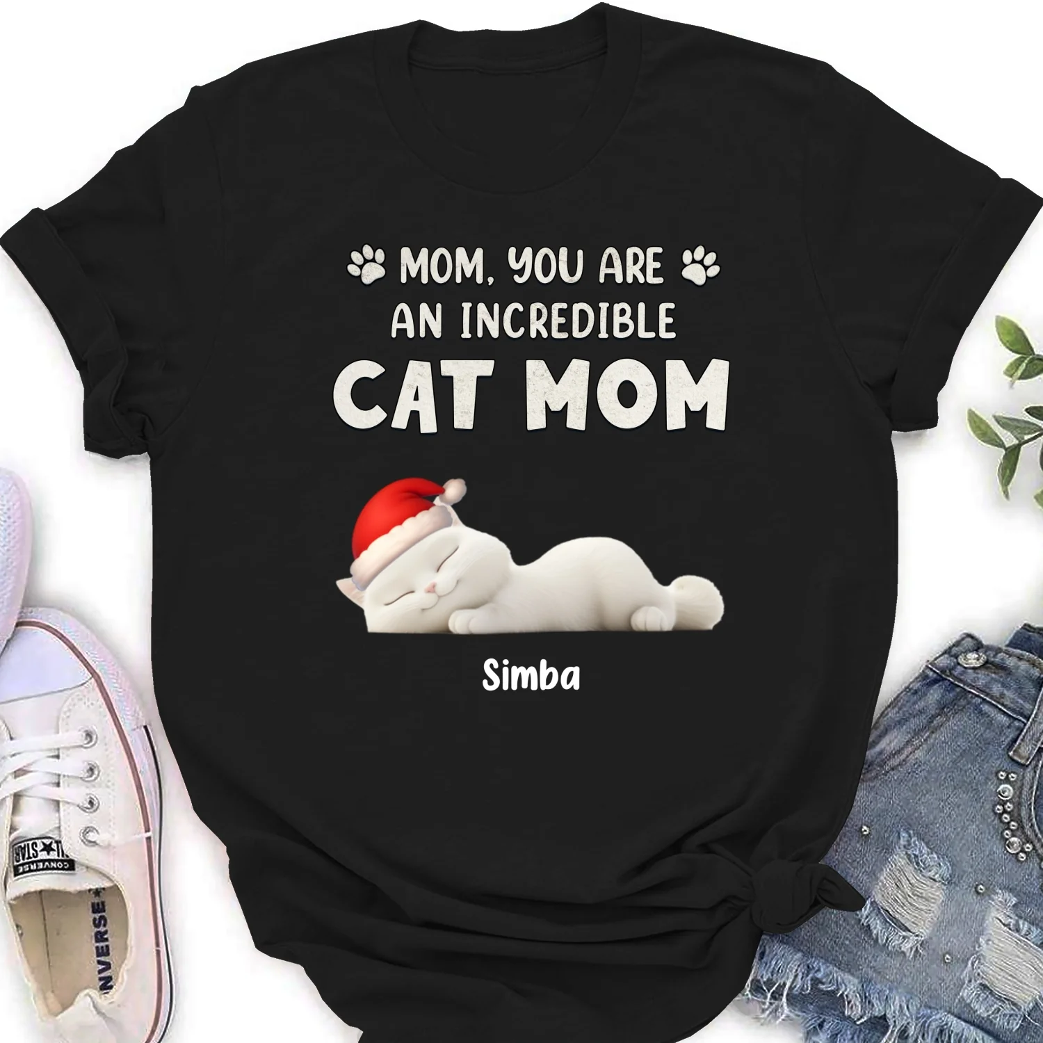 You Are Pawfect Christmas Ver Cat - Personalized Custom Women's T-Shirt - Image 6