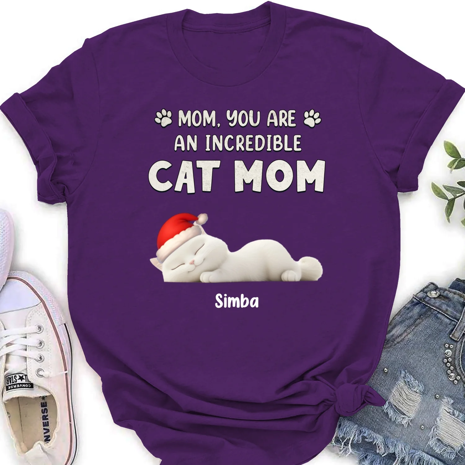 You Are Pawfect Christmas Ver Cat - Personalized Custom Women's T-Shirt - Image 9