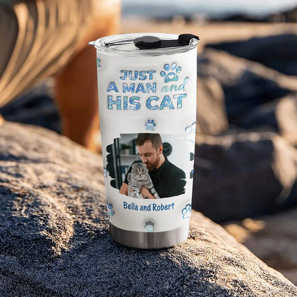 You Are The Miracle Cat Dad Photo Ver - Personalized Custom 3D Inflated Effect Tumbler - Image 2