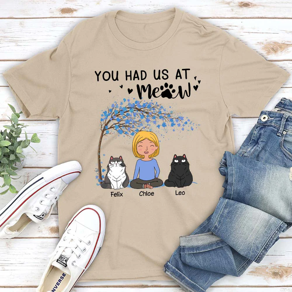 You Had Me At Meow Cartoon - Personalized Custom Unisex T-shirt - Image 5