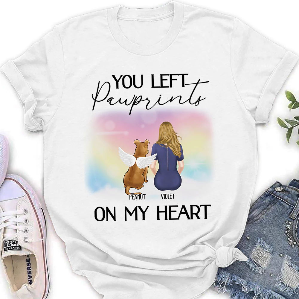 You Left Pawprints - Personalized Custom Women's T-shirt - Image 2