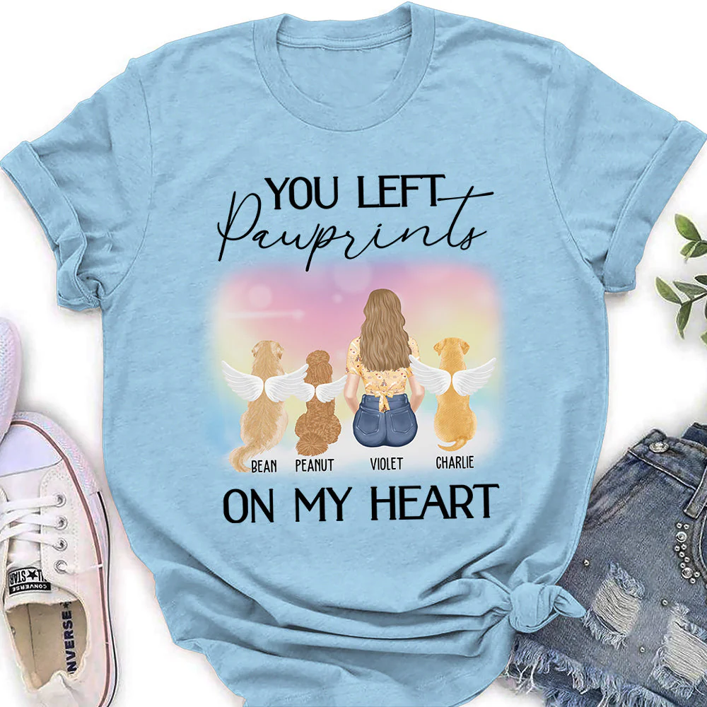 You Left Pawprints - Personalized Custom Women's T-shirt - Image 4