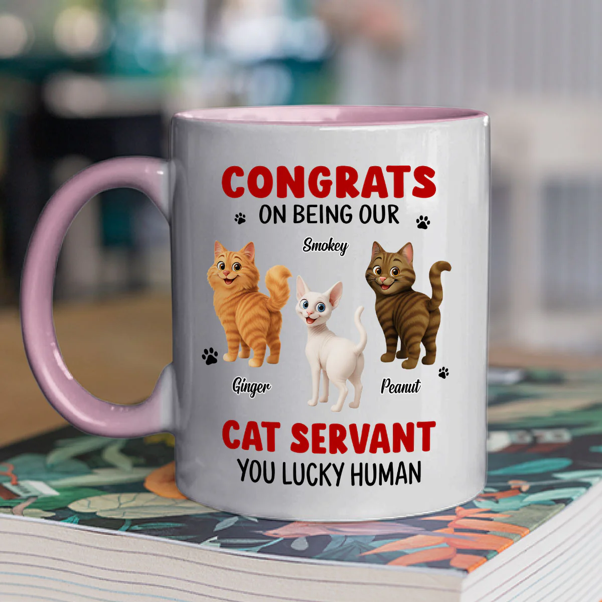 You Lucky Hooman Cat Servant - Personalized Custom Accent Mug
