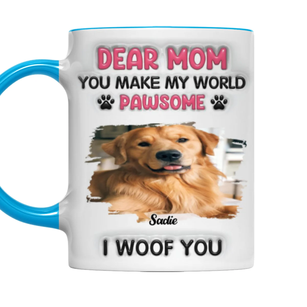 You Make My World Pawsome Photo - Personalized Custom 3D Inflated Effect Accent Mug - Image 5