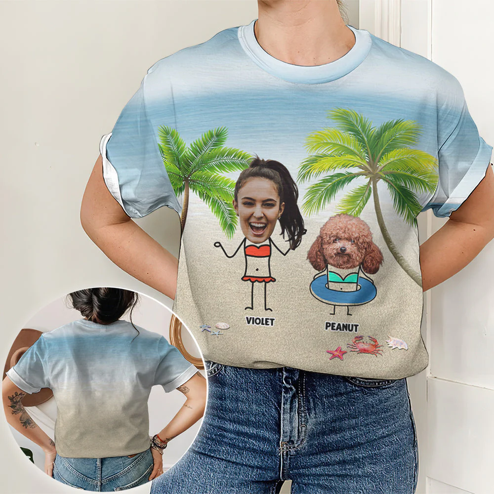 You, Me And Fur Baby - Personalized Custom Photo All-over-print T-shirt - Image 3