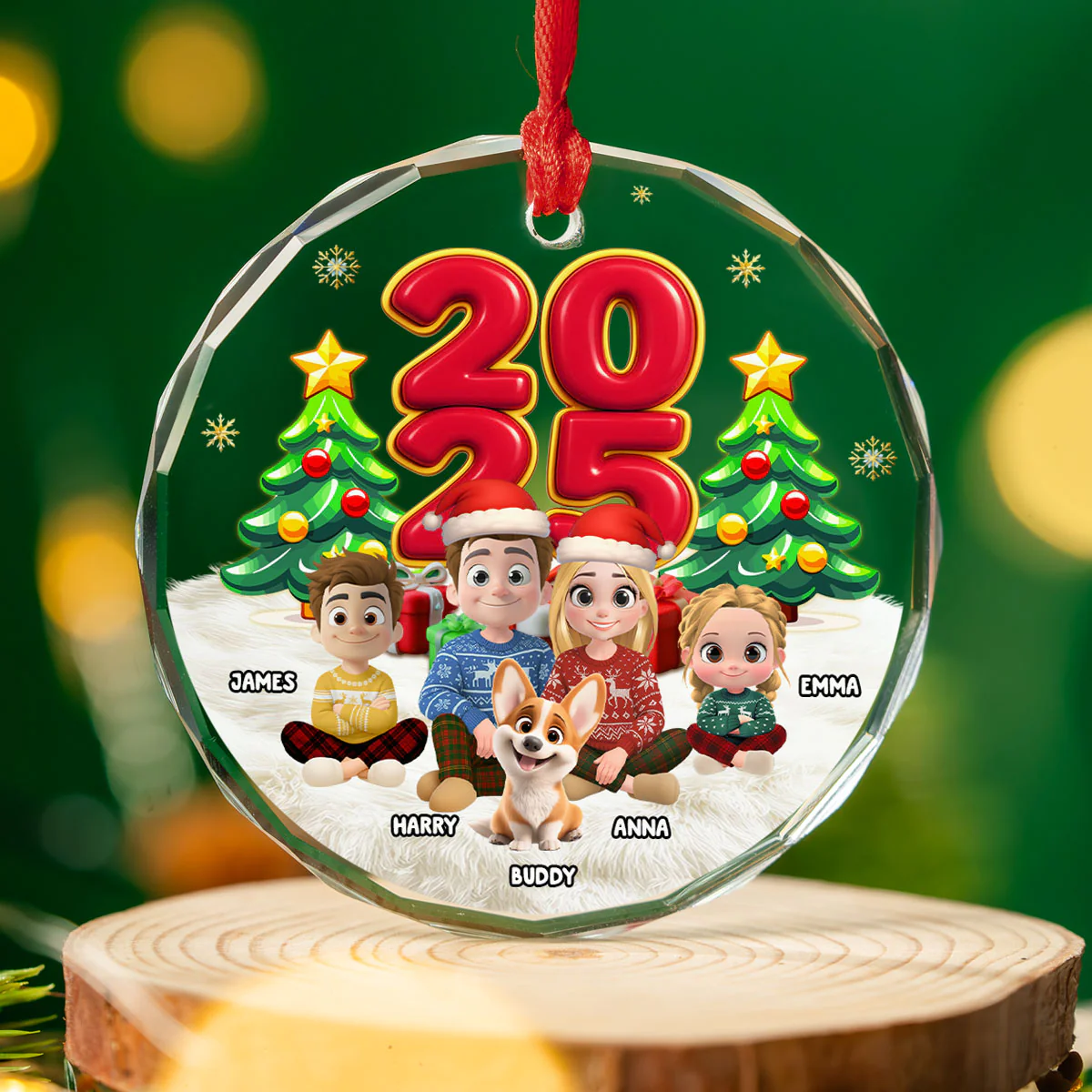 You Me And Our Kids - Personalized Custom Glass Ornament - Image 3
