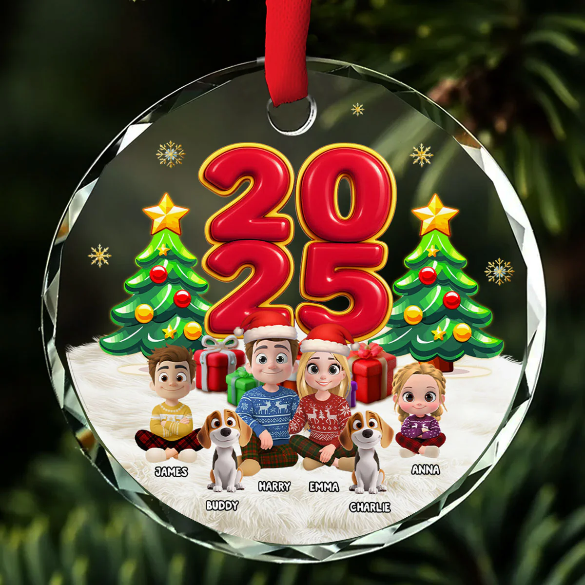 You Me And Our Kids - Personalized Custom Glass Ornament - Image 5