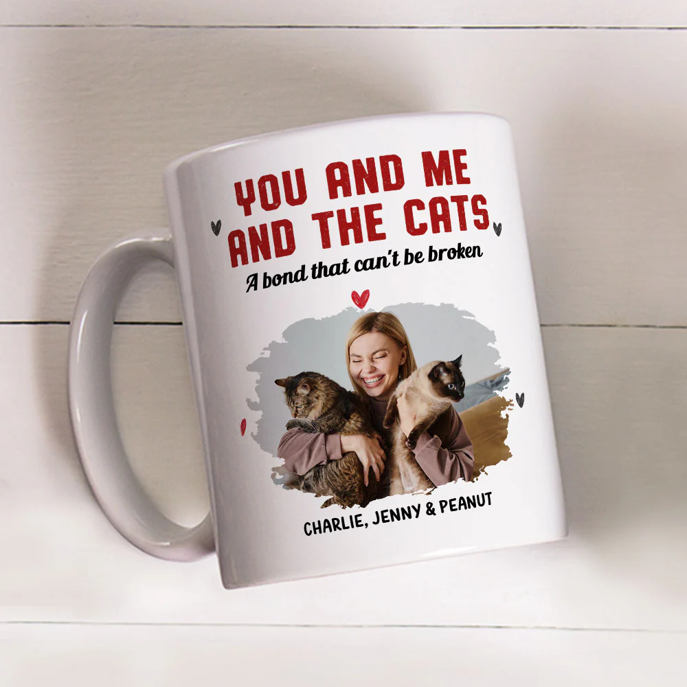 You Me And The Cat Photo - Personalized Custom Coffee Mug