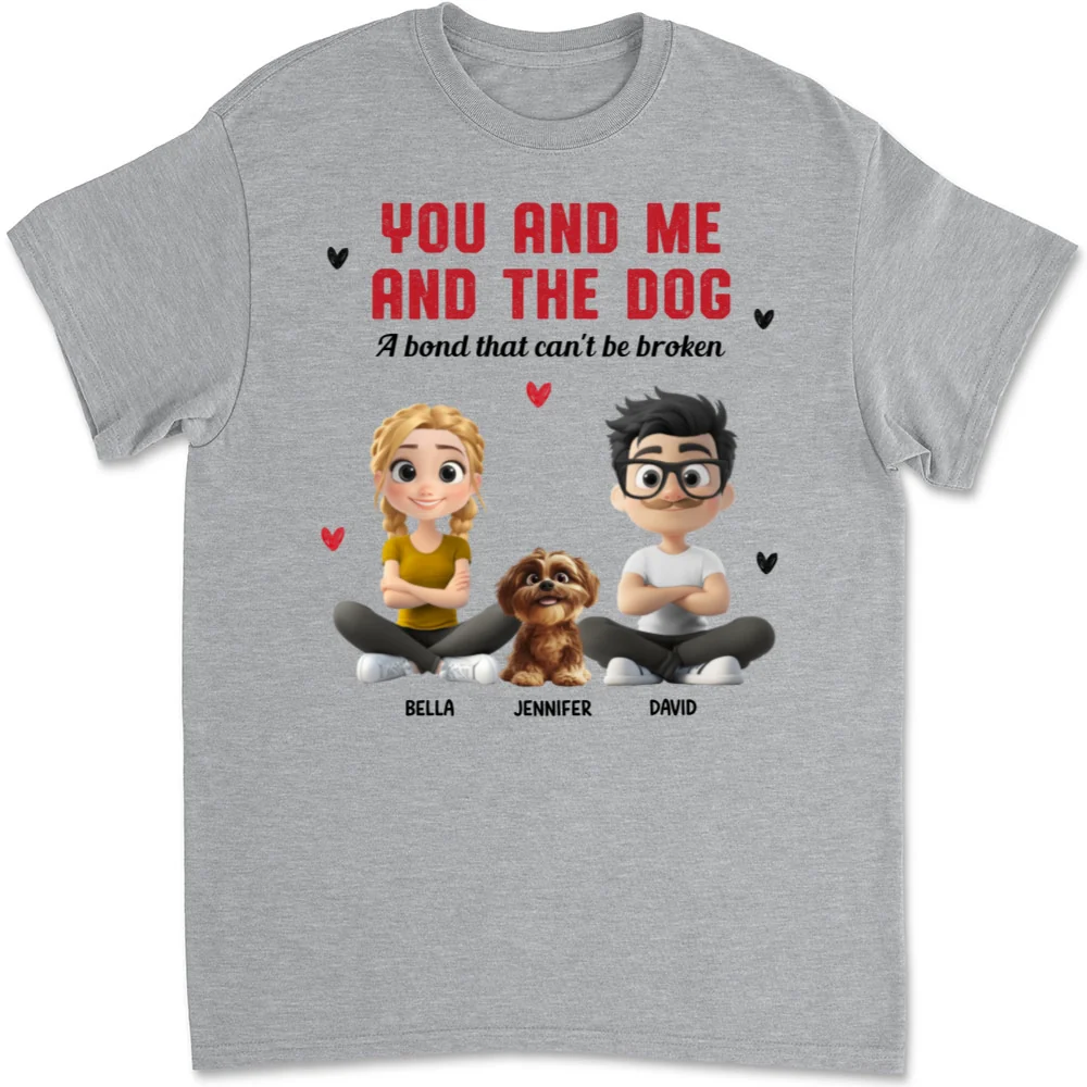 You Me And The Dog Bright Ver - Personalized Custom Unisex T-Shirt - Image 7