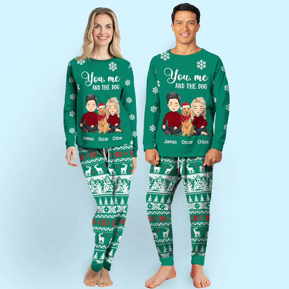 You, Me And The Dog - Personalized Custom Matching Pajama Set - Image 3