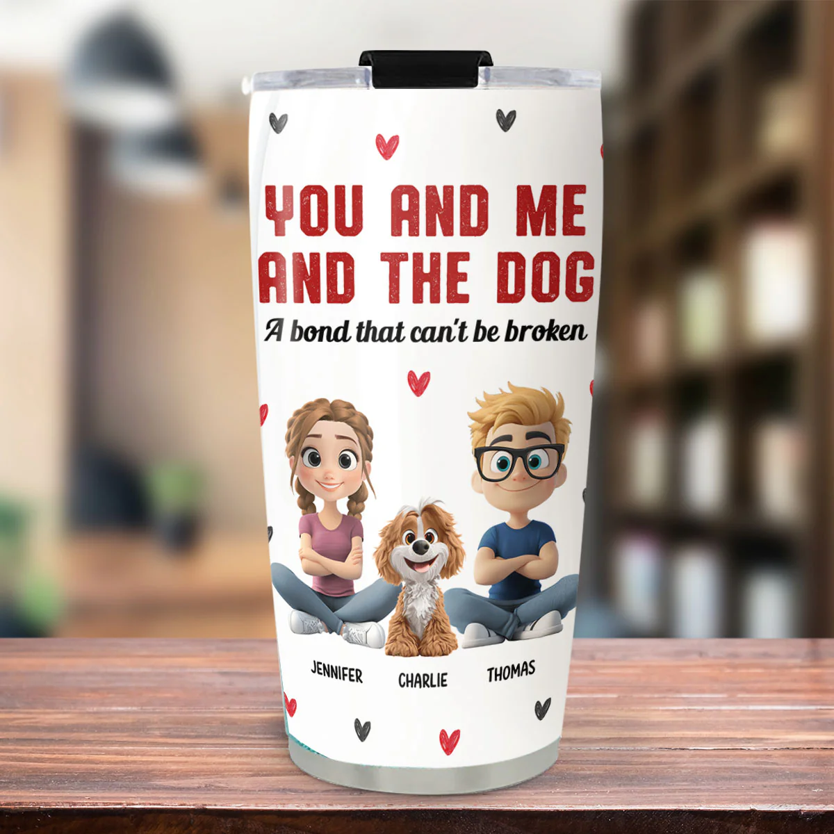 You Me And The Dog - Personalized Custom Tumbler - Image 2