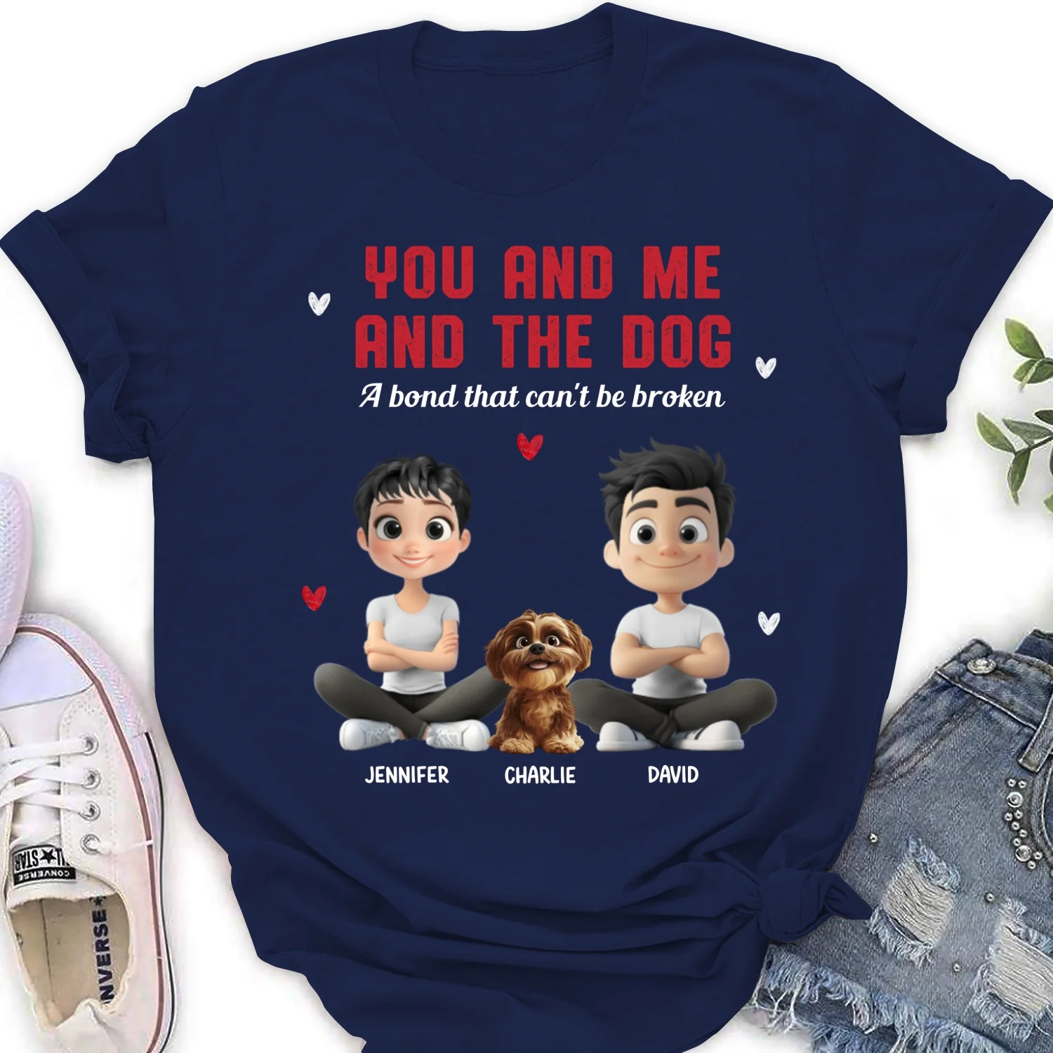 You Me And The Dog - Personalized Custom Women's T-Shirt - Image 7