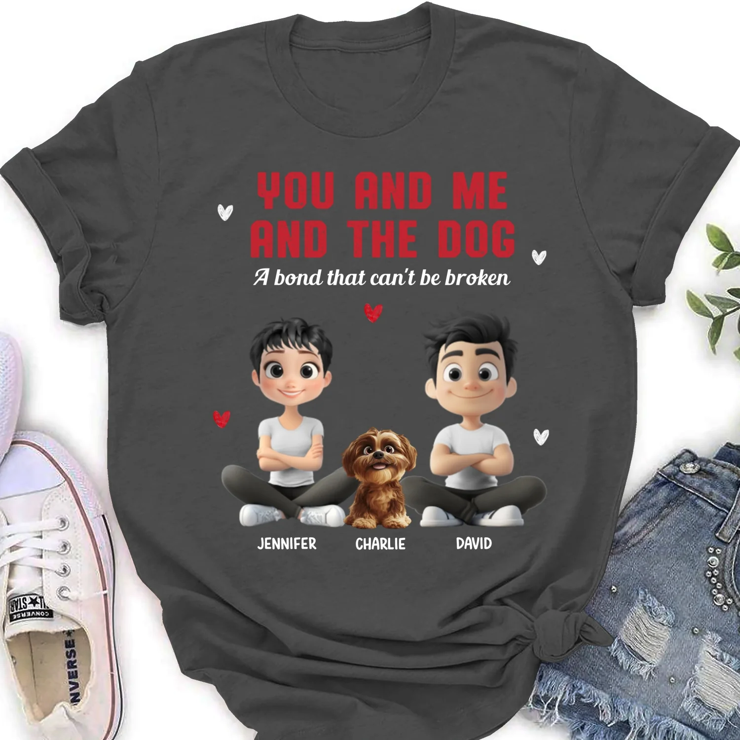 You Me And The Dog - Personalized Custom Women's T-Shirt - Image 9