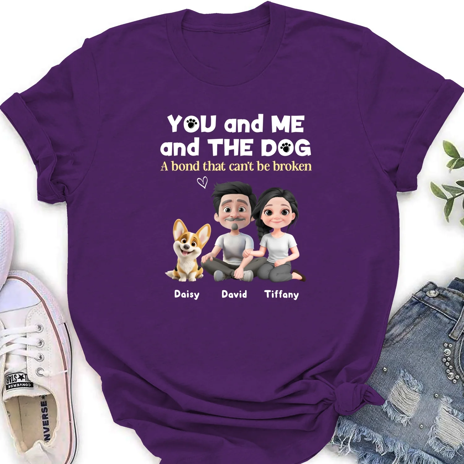 You Me And The Dog Version 2 - Personalized Custom Women's T-Shirt - Image 10