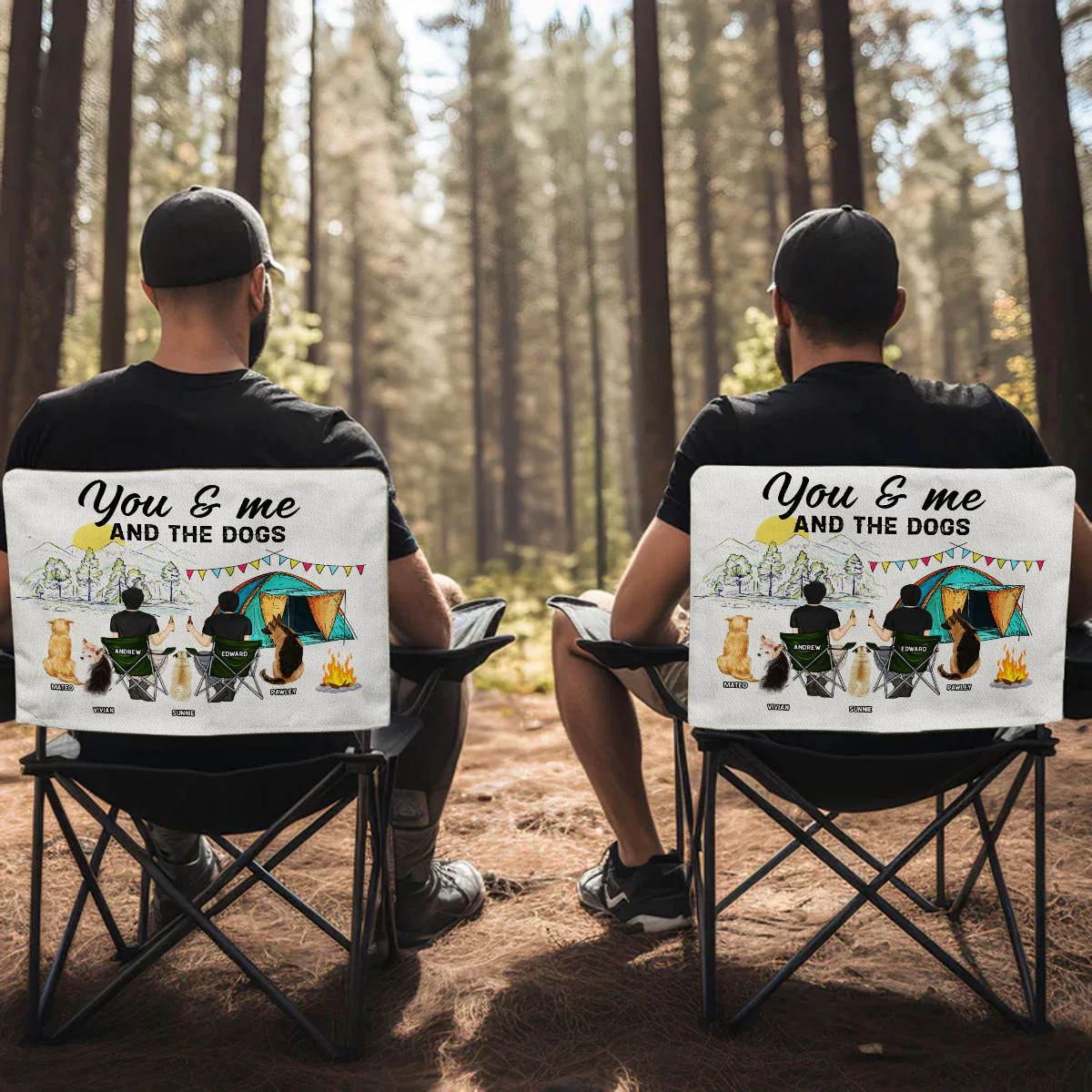 You Me And The Dogs - Personalized Custom Camping Chair Cover - Image 4