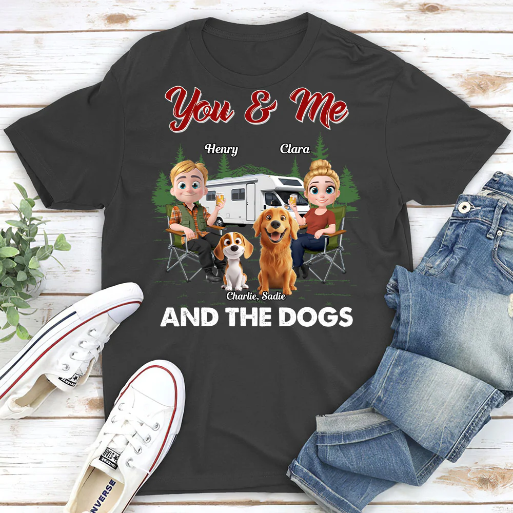 You Me And The Dogs - Personalized Custom Unisex T-shirt - Image 2