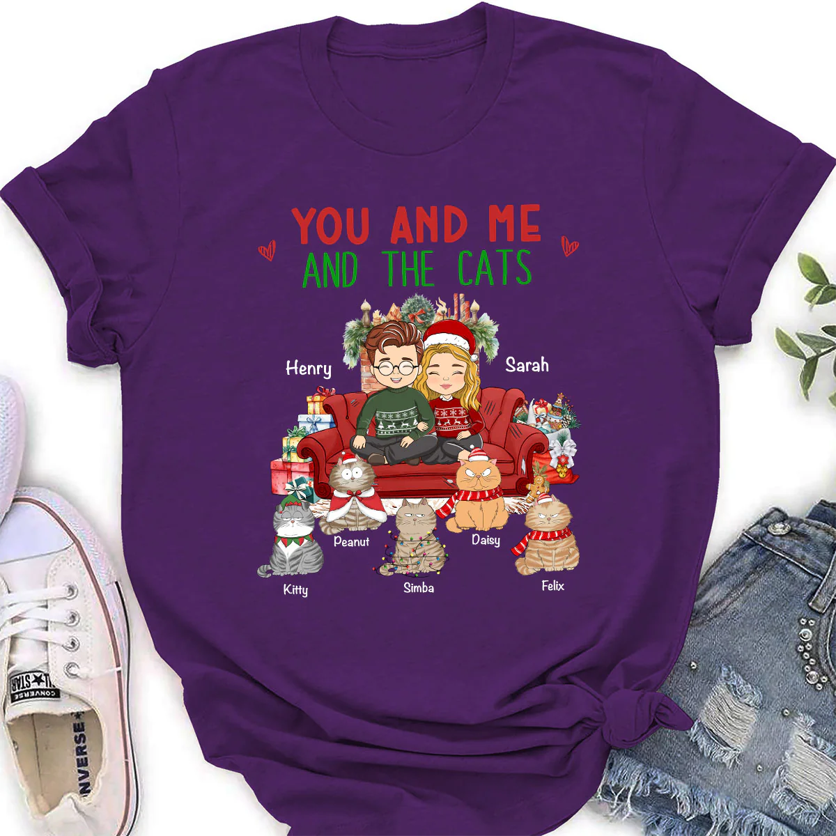 You Me Cat - Personalized Custom Women's T-shirt - Image 4