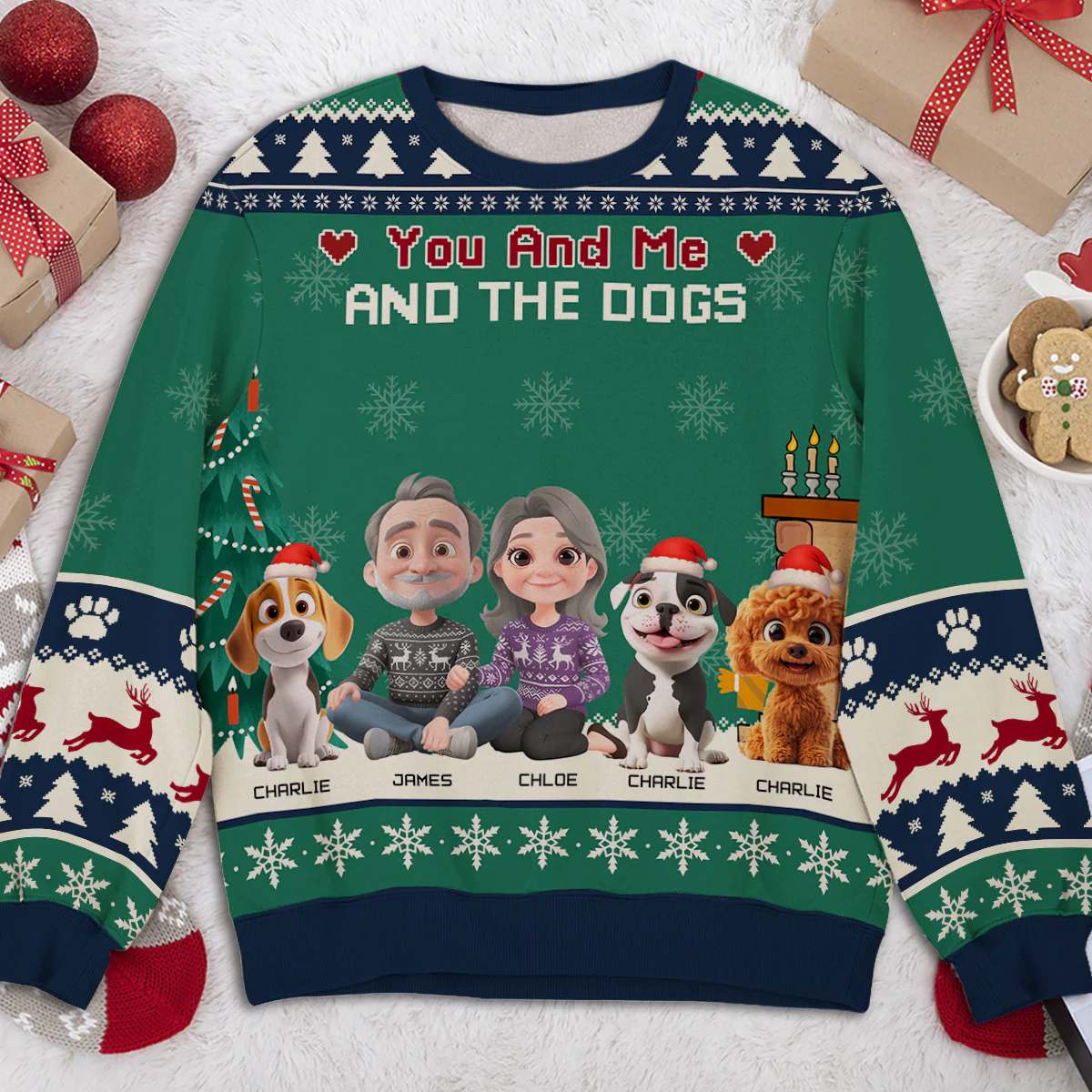 You Me Dog Cartoon - Personalized Custom All-Over-Print Sweatshirt - Image 3