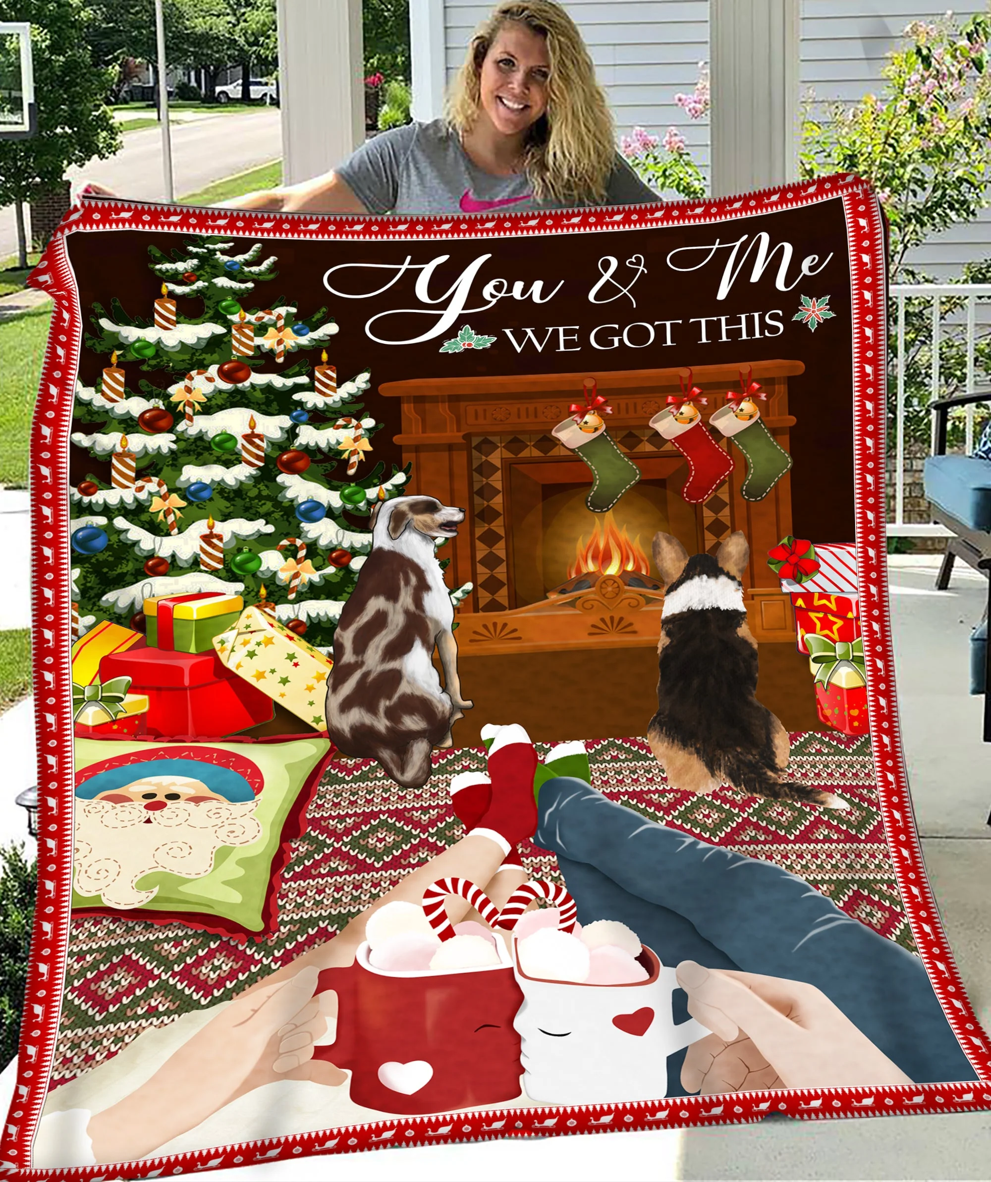 You & Me & Dogs - Personalized Custom Fleece Blanket - Christmas Gifts - Image 4