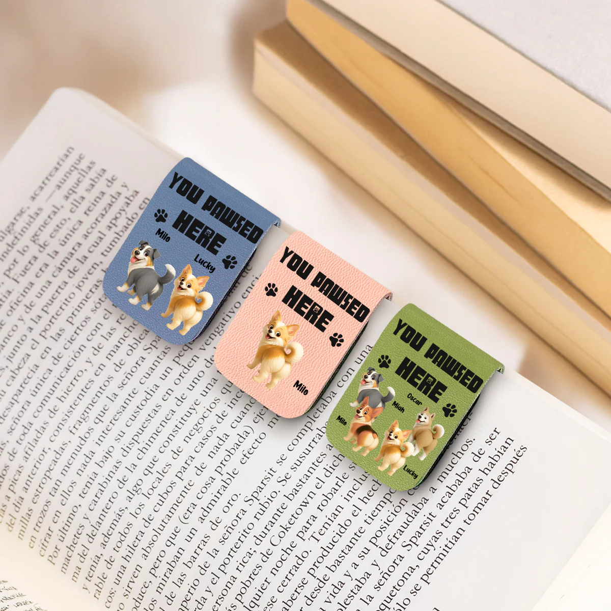 You Pawsed Here Ver 3 - Personalized Custom Leather Bookmark - Image 4