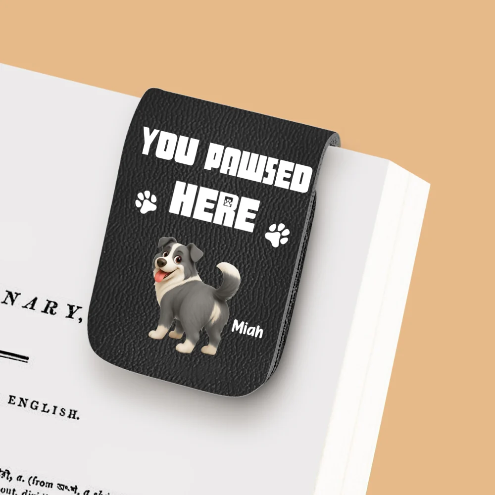 You Pawsed Here Ver 3 - Personalized Custom Leather Bookmark - Image 6