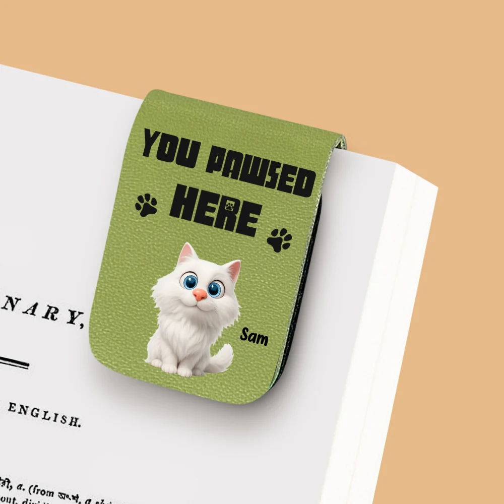 You Pawsed Here With Cat - Personalized Custom Leather Bookmark - Image 8