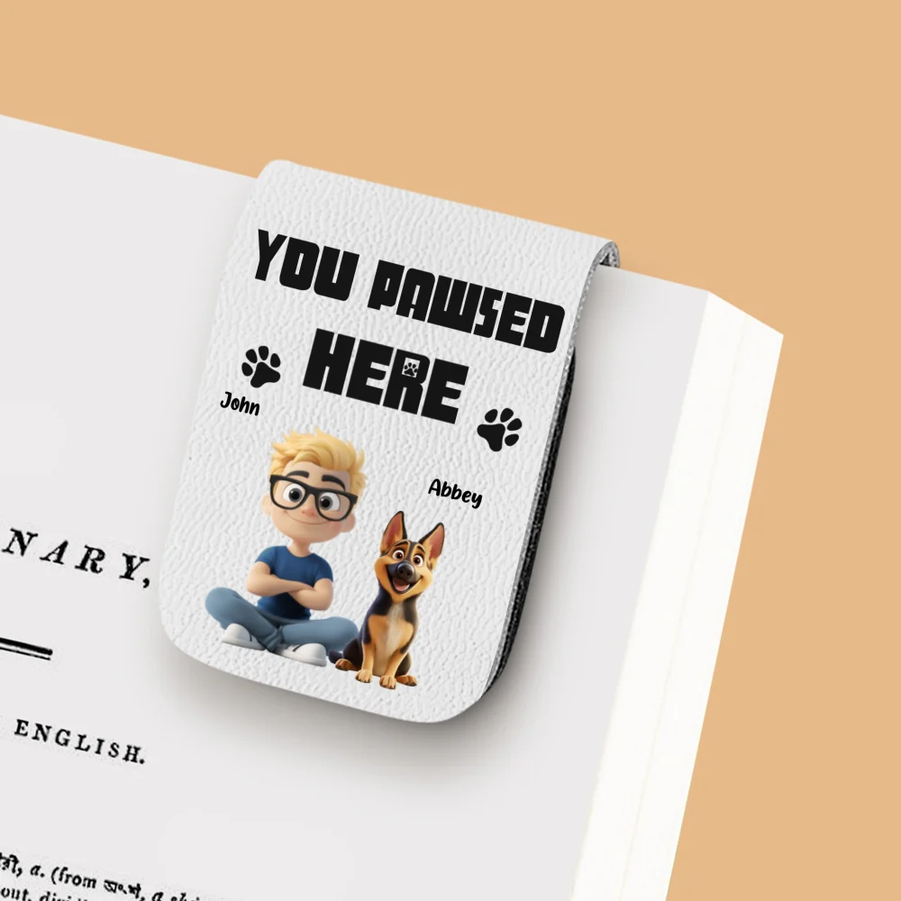 You Pawsed Here With Dad - Personalized Custom Leather Bookmark - Image 10