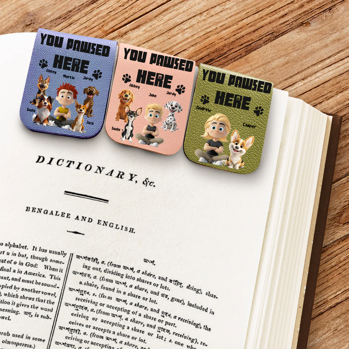 You Pawsed Here With Dad - Personalized Custom Leather Bookmark - Image 2