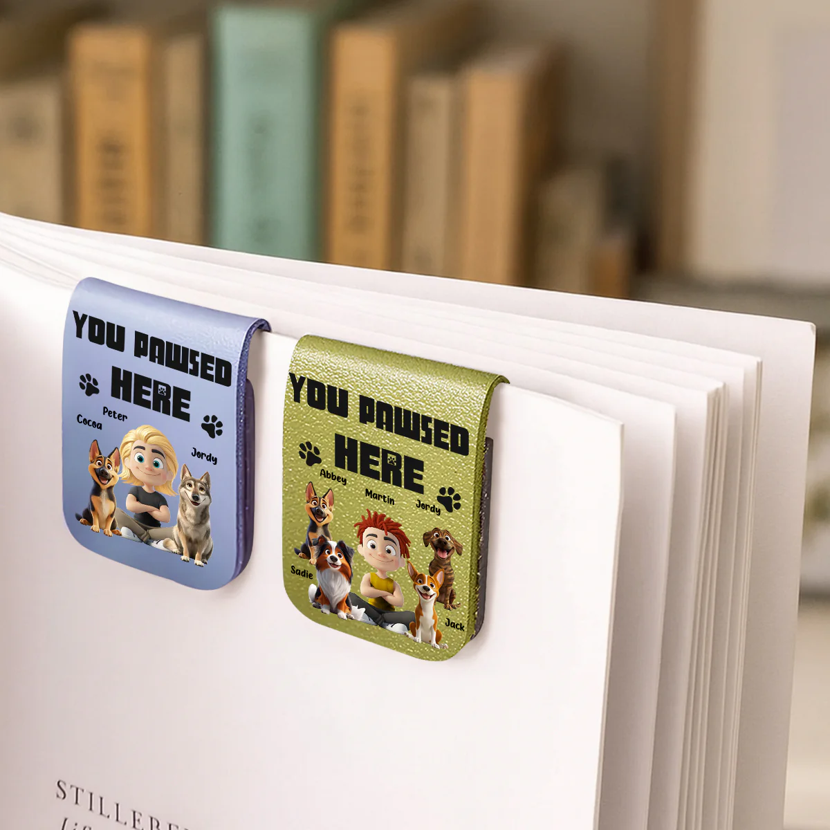You Pawsed Here With Dad - Personalized Custom Leather Bookmark - Image 3