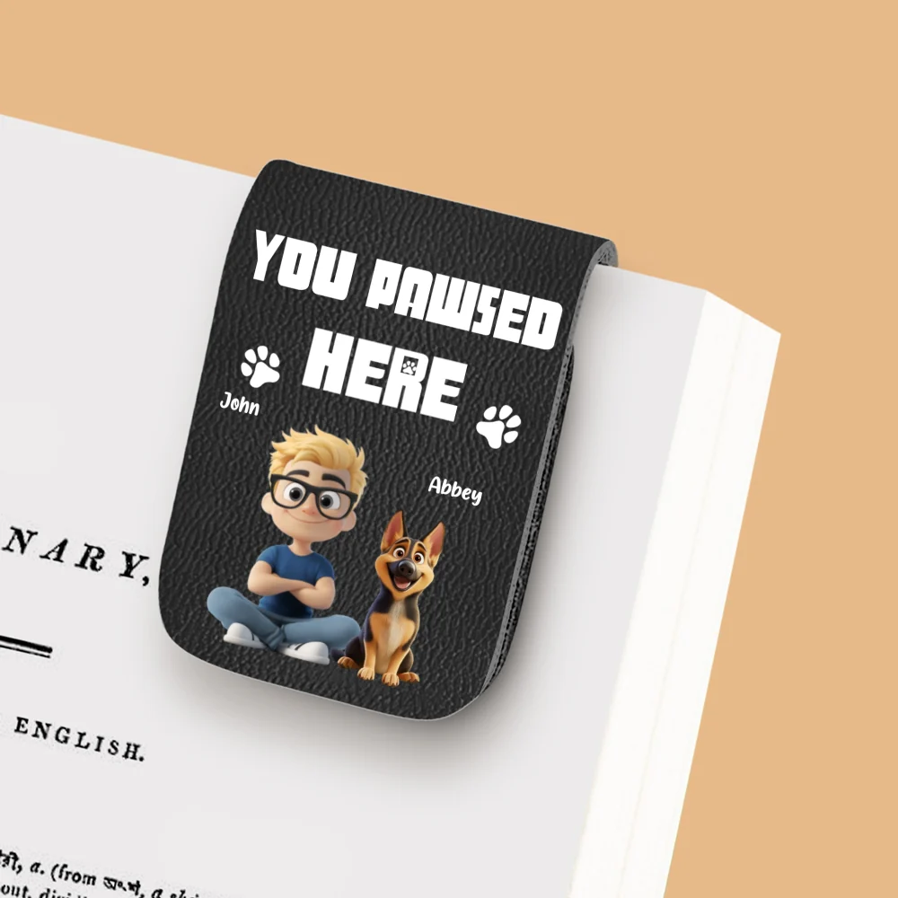 You Pawsed Here With Dad - Personalized Custom Leather Bookmark - Image 6