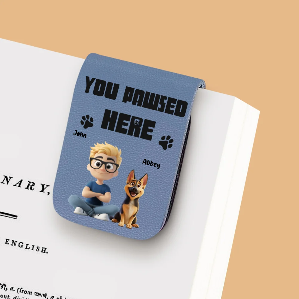 You Pawsed Here With Dad - Personalized Custom Leather Bookmark - Image 7