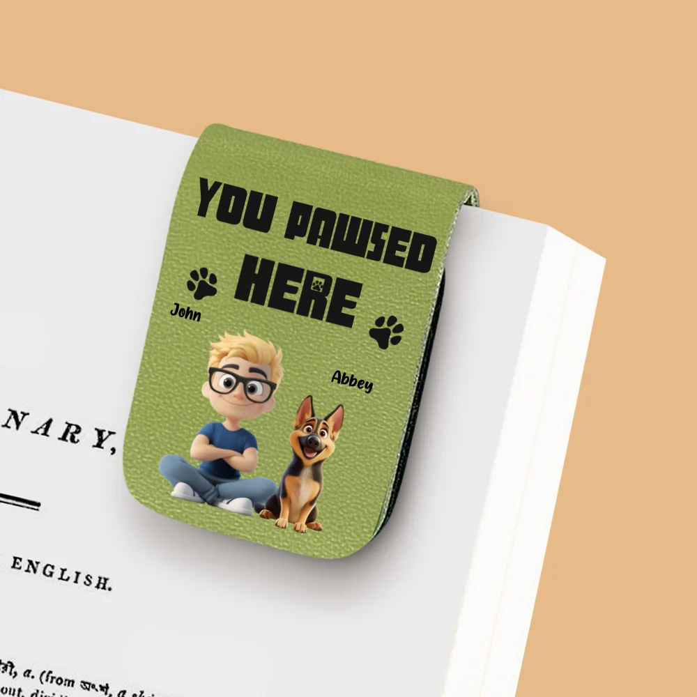 You Pawsed Here With Dad - Personalized Custom Leather Bookmark - Image 8