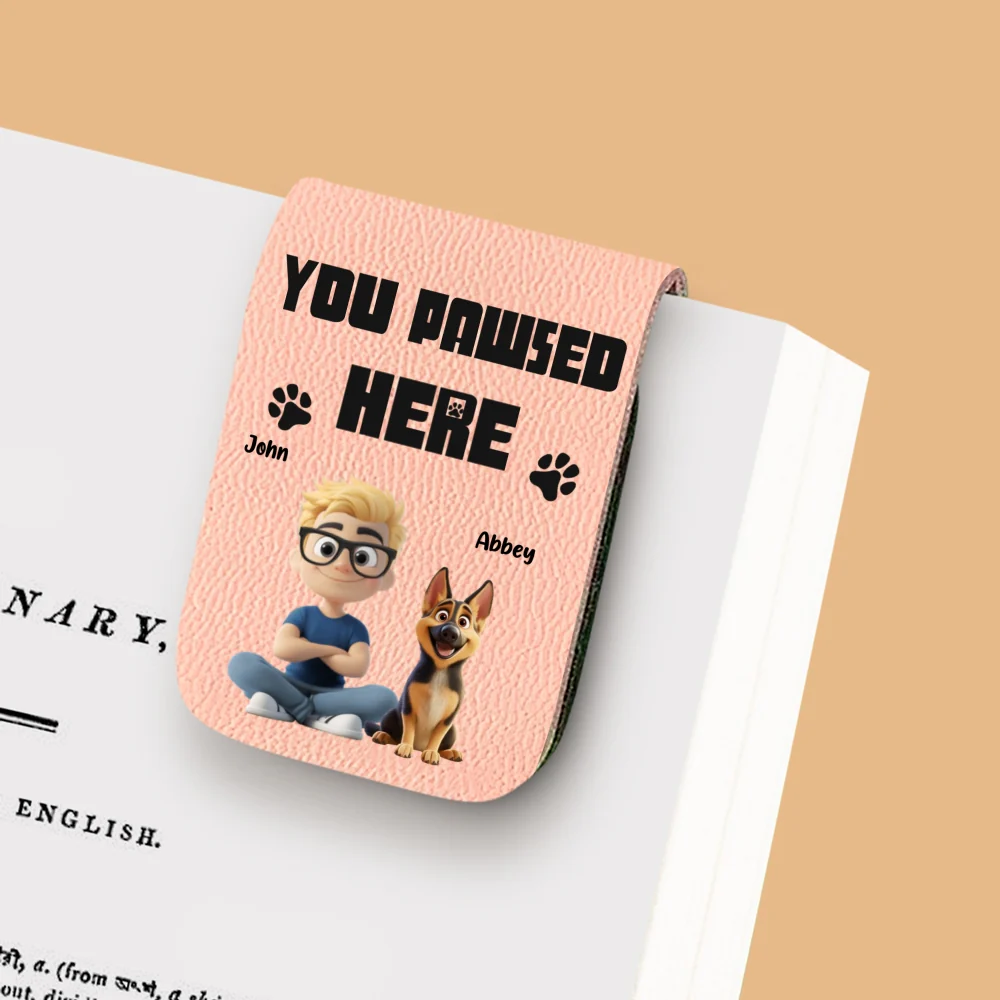 You Pawsed Here With Dad - Personalized Custom Leather Bookmark - Image 9