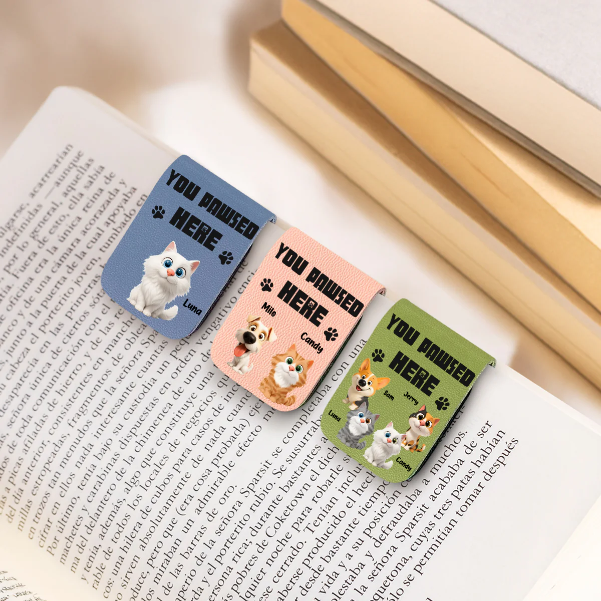 You Pawsed Here With Us - Personalized Custom Leather Bookmark - Image 4