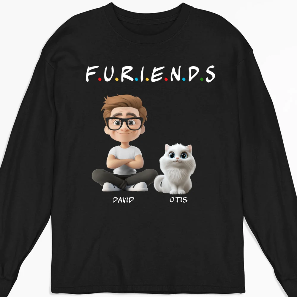 Your Cat Friend - Personalized Custom Long Sleeve T-shirt - Image 4