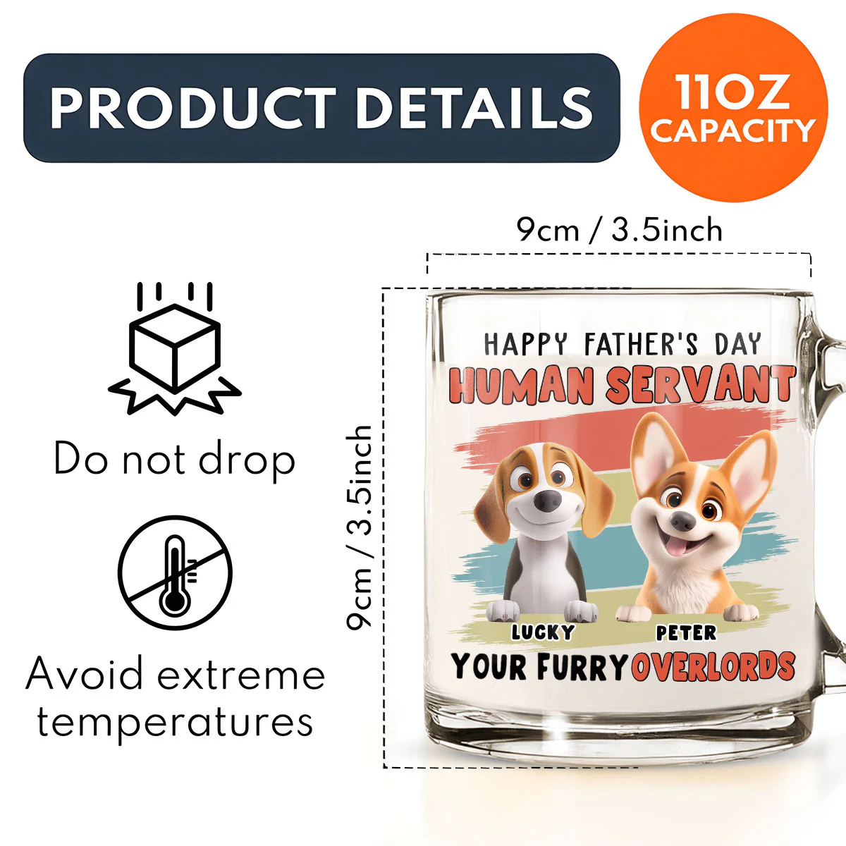 Your Furry Overlords Dog Ver - Personalized Custom Glass Mug - Image 4