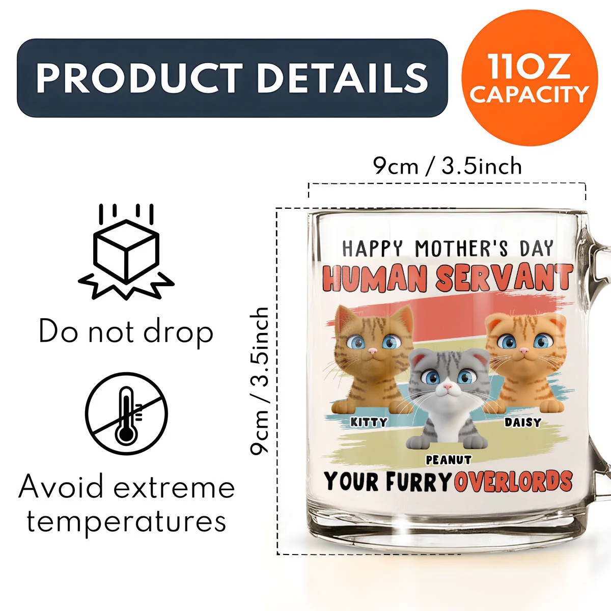 Your Furry Overlords - Personalized Custom Glass Mug - Image 3