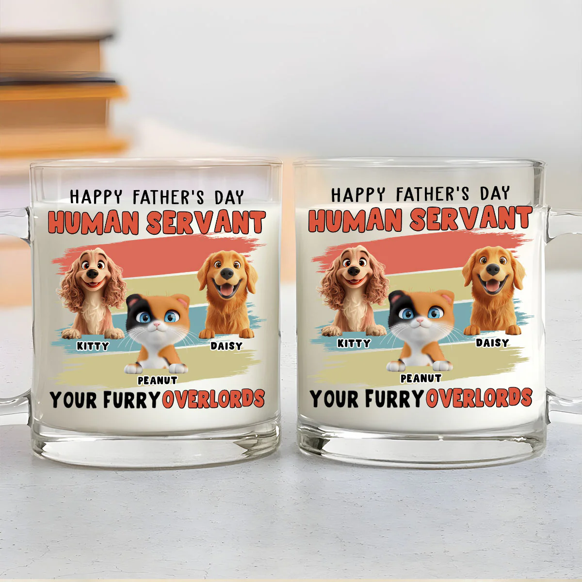 Your Furry Overlords Pet Ver - Personalized Custom Glass Mug - Image 2