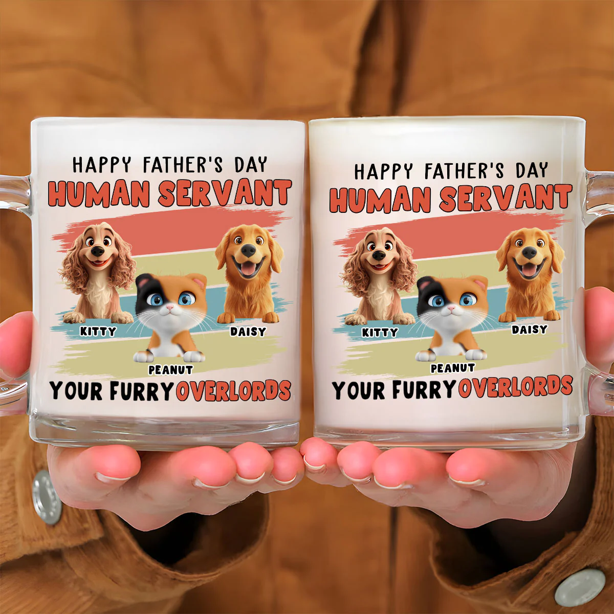 Your Furry Overlords Pet Ver - Personalized Custom Glass Mug - Image 4