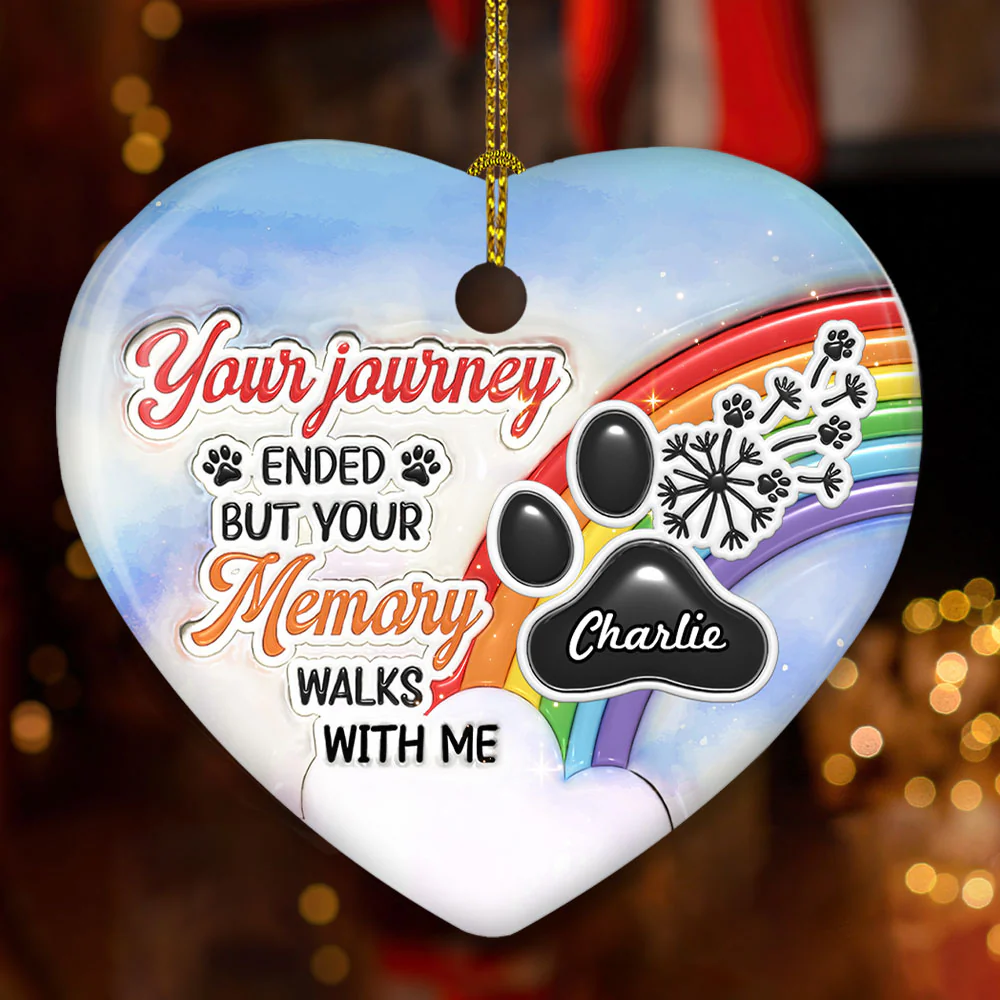 Your Memory Walks With Me - Personalized Custom 3D Inflated Effect Ceramic Ornament - Image 2