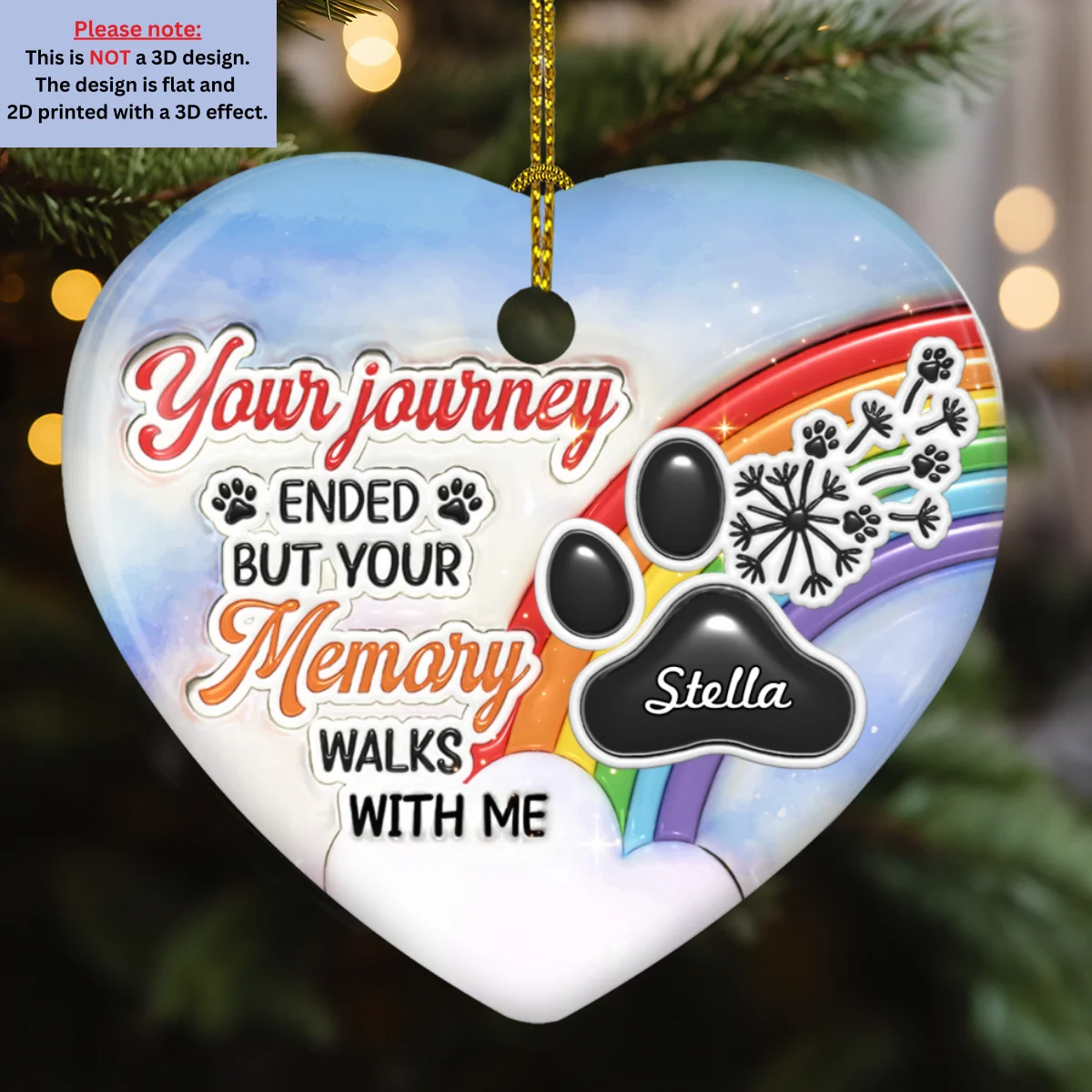 Your Memory Walks With Me - Personalized Custom 3D Inflated Effect Ceramic Ornament - Image 5