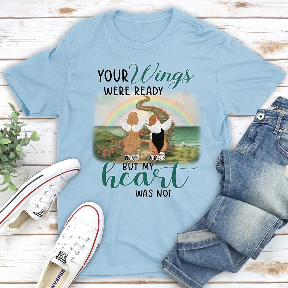 Your Wings Were Ready Rainbow - Personalized Custom Unisex T-shirt - Image 4